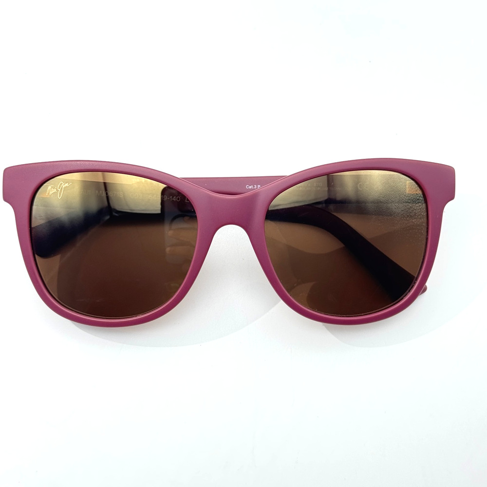 Maui Jim Sunglasses Kiopa'a STG MJ0671 003 Matte Cyclamen Cat Eye Frame 54mm